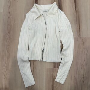 Abercrombie & Fitch Ribbed Knit Long Sleeve Zipped Shirt